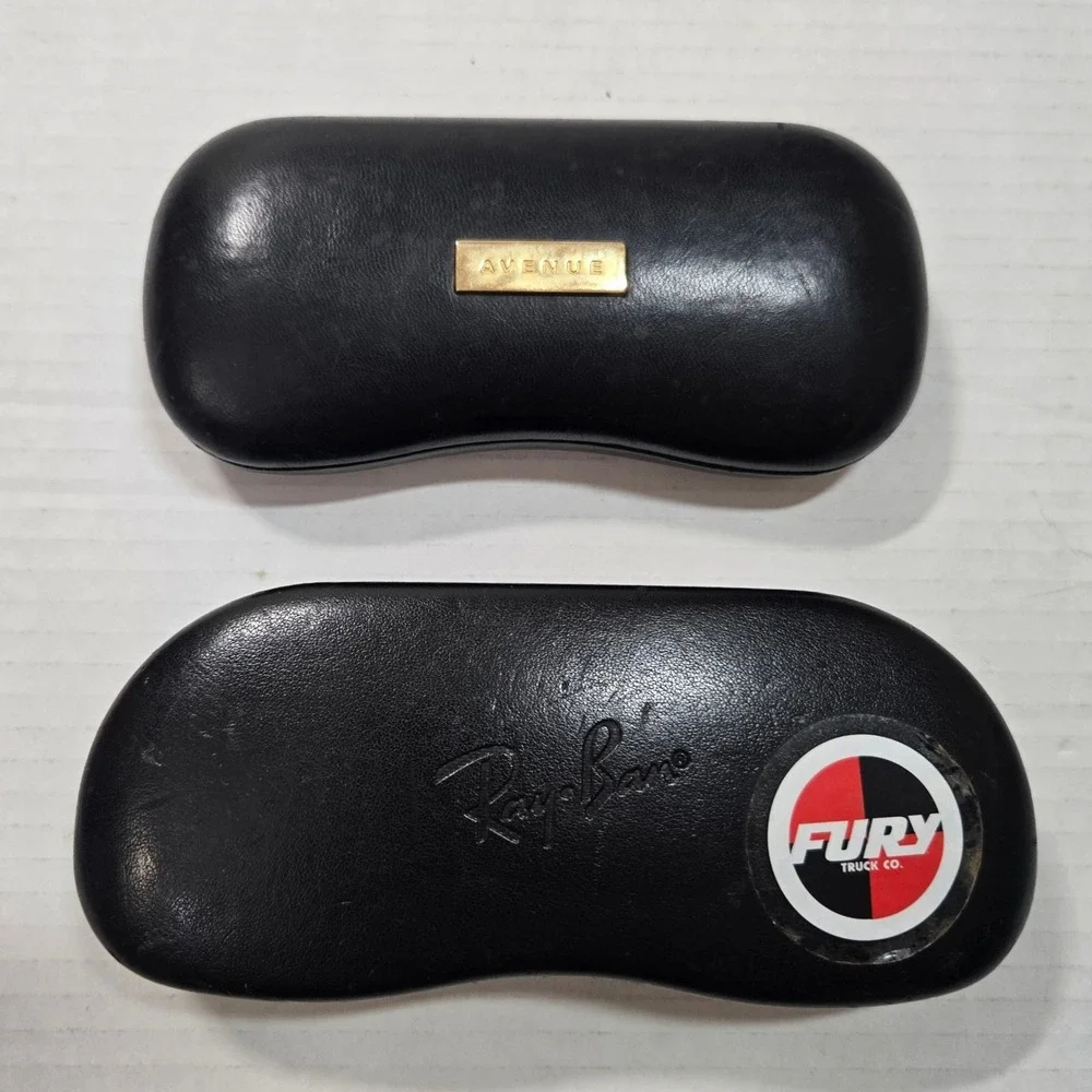 Ray Ban Clamshell Sunglasses Case with Cleaning Cloth and Avenue Case Lot of 2
